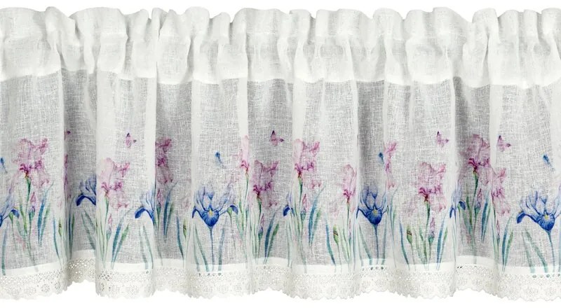 Dekorstudio Kuchynská záclonka DOLOREZ zdobená kvetinovou potlačou a čipkou 150 x 30 cm