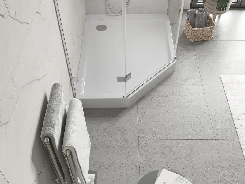 Mexen Flow+, päťuholníková sprchová vanička, pravá, 100 x 80 cm, biela lesklá, 46P108010RH