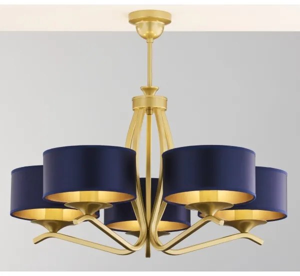 Jupiter 2114 - Luster na tyči KASZMIR 5xE27/15W/230V modrá/zlatá