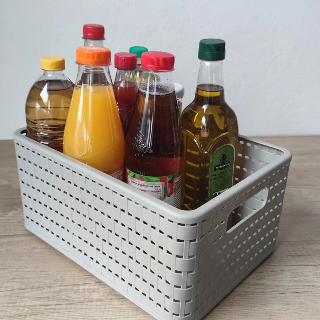 Rotho Plastový košík COUNTRY, rovný, béžový (11l - 33x24x16)