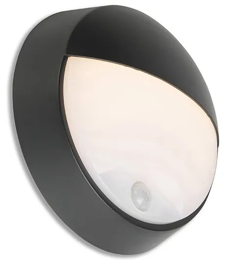 Vonkajšia nástenná lampa čierna vrátane LED s pohybovým senzorom IP54 - Hortus