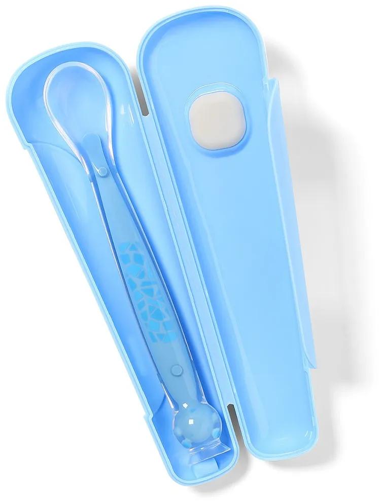Silikónová lyžička s prísavkou Baby Ono modrá