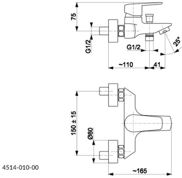 KFA Armatura 4514-010-00 - Vaňová batéria GERMAN lesklý chróm