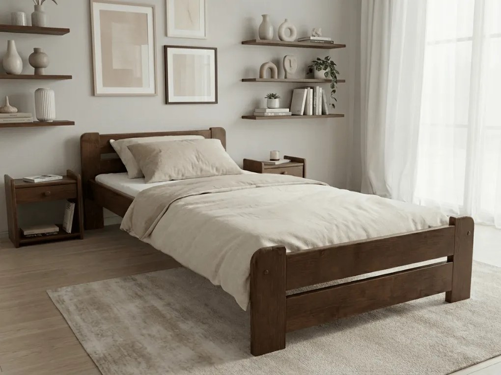 Posteľ Laura 80 x 200 cm, dub Rošt: Bez roštu, Matrac: Matrac DELUXE 10 cm