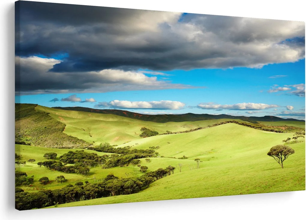 Obraz - Zelená krajina s pahorkami (90x60 cm)