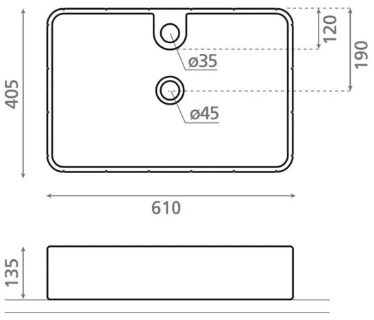 Bathco 4161 - Umývadlo na dosku CIRCUS 61x40,5 cm porcelán/béžová