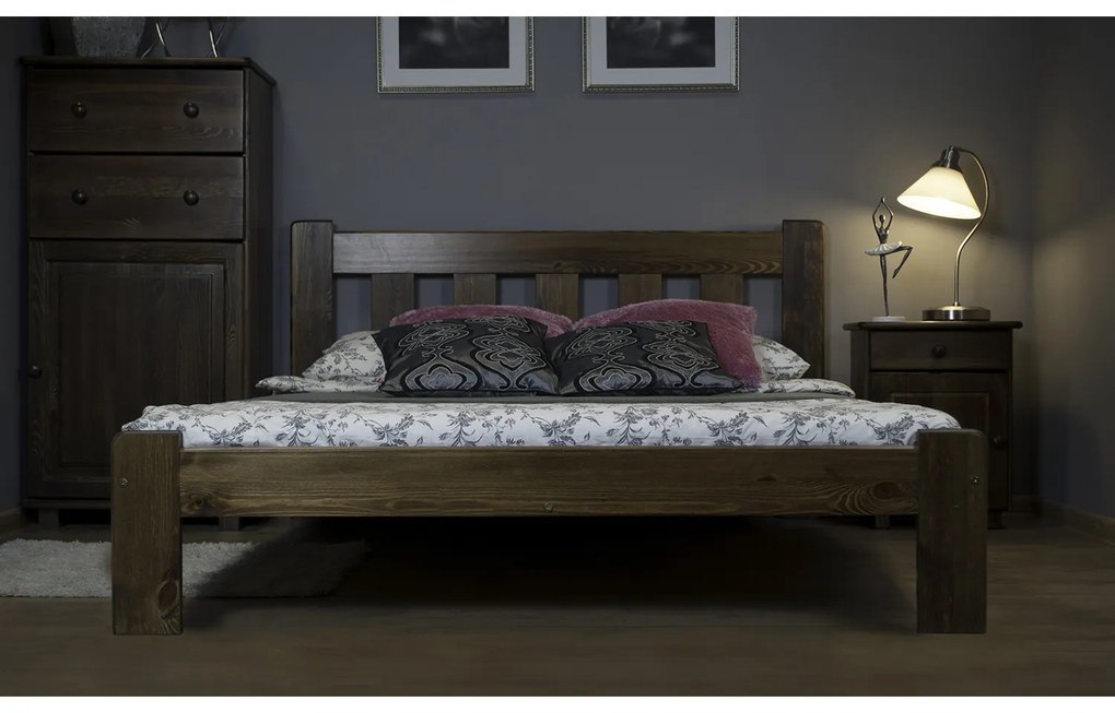 Posteľ BRITA 140x200cm z masívu borovice Jelša