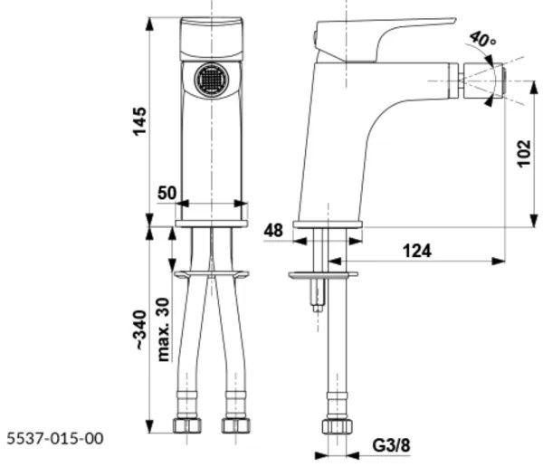 KFA Armatura 5537-015-00 - Bidetová batéria + výpust s prepadom MOKAIT l. chróm