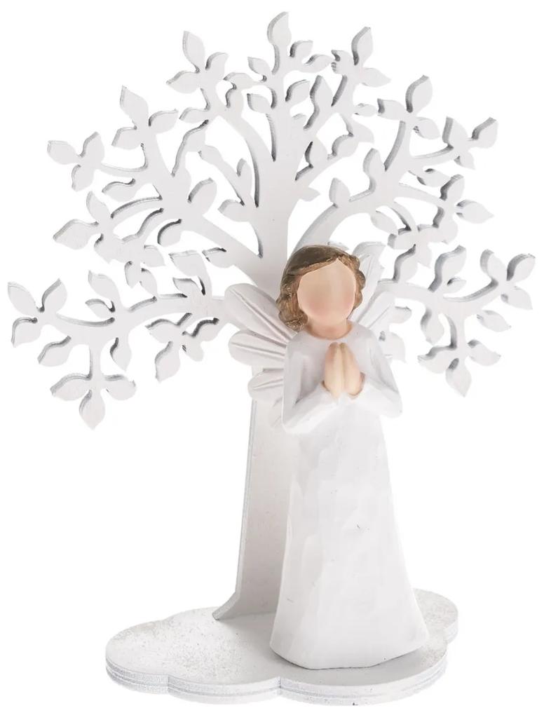 Dekorácie Modliaci anjelik so stromom, 15 cm