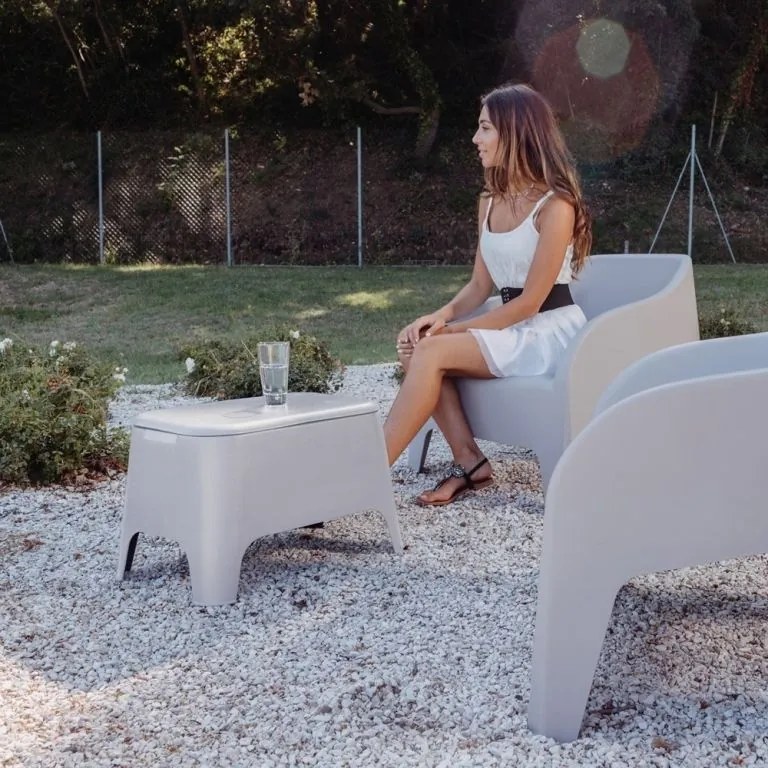 PETRA plastový stôl + box, šedá