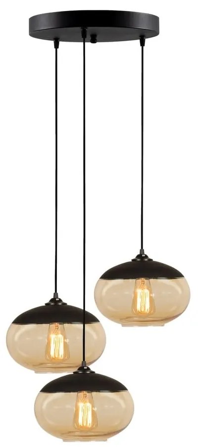 Závesné svietidlo v okrovo žltej a čiernej farbe so skleneným tienidlom ø 50 cm Camini – Opviq lights