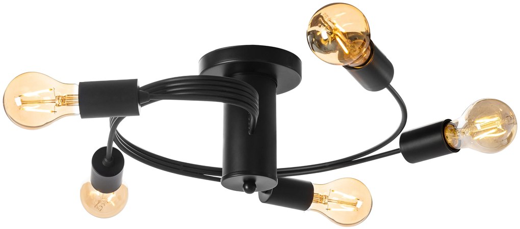 Toolight - Stropné svietidlo 5xE27 60W APP741-5C, čierna, OSW-01106