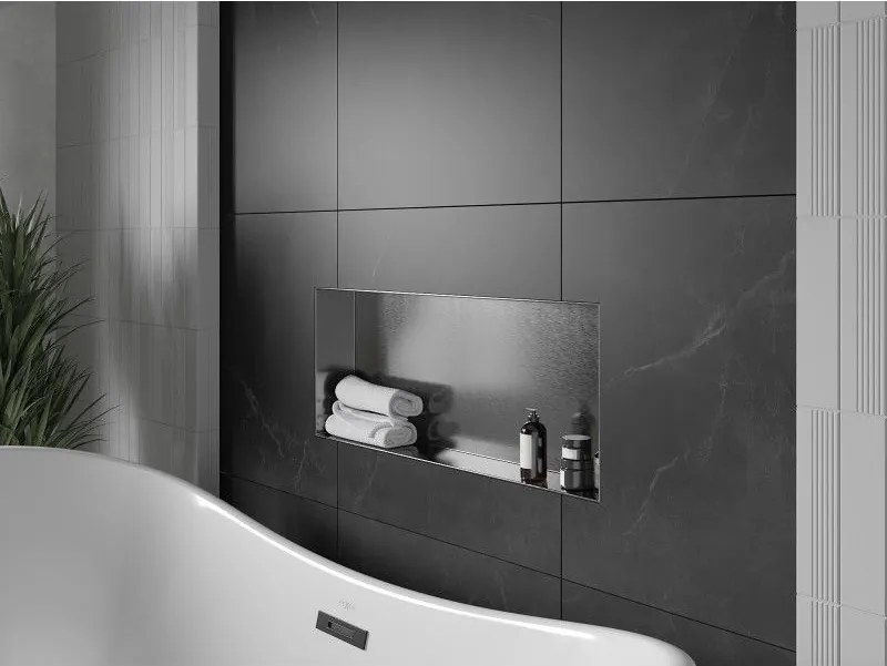 Mexen X-Wall-NR, polica na zapustenie bez príruby 75 x 30 cm, grafitová matná - 19E1753010