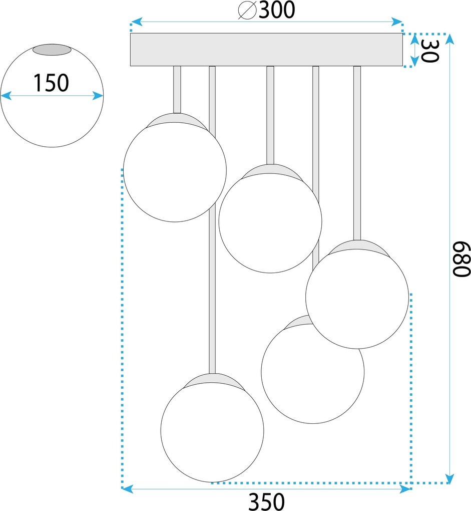 Toolight Toolight, stropné svietidlo 5xE27, APP1818-5CPR, zlatá, OSW-00668
