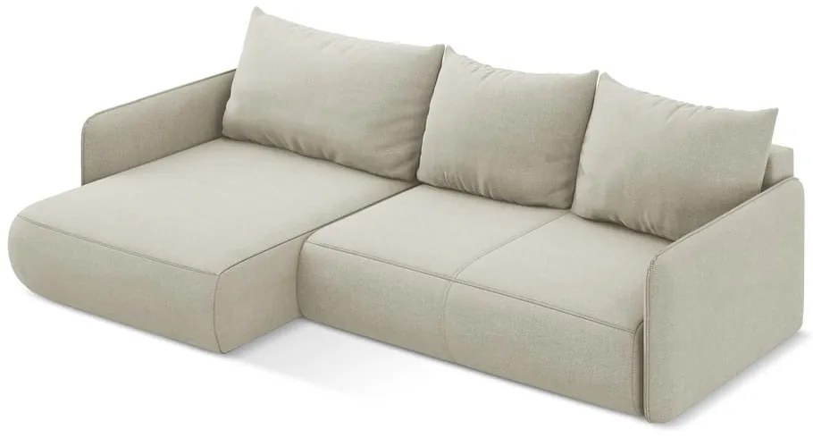 Krémovobiela rozkladacia/s úložným priestorom rohová pohovka (ľavý roh) Nanea – Makamii