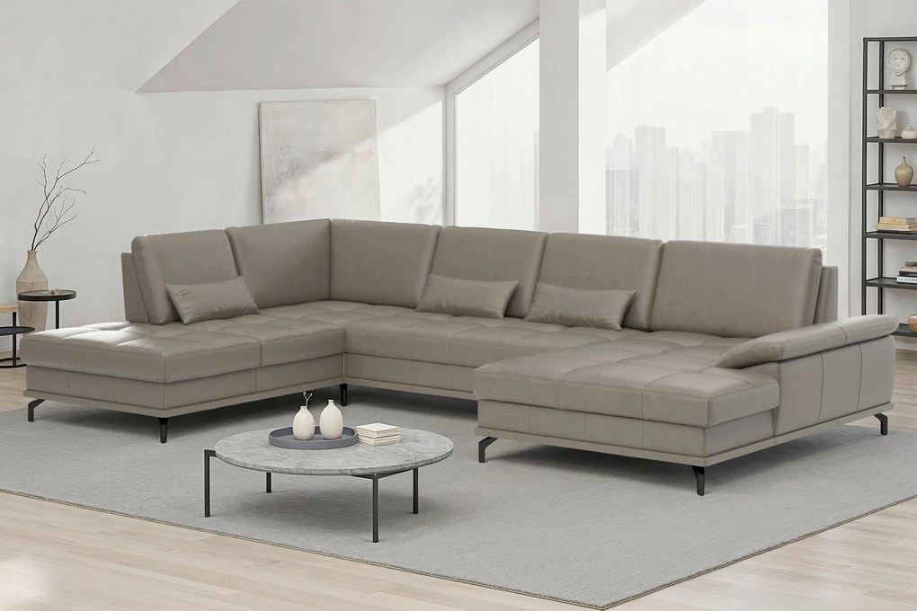 XXXLutz SEDACIA SÚPRAVA, textil, koža, sivá Sit & More - Sedačky - 00014403973X