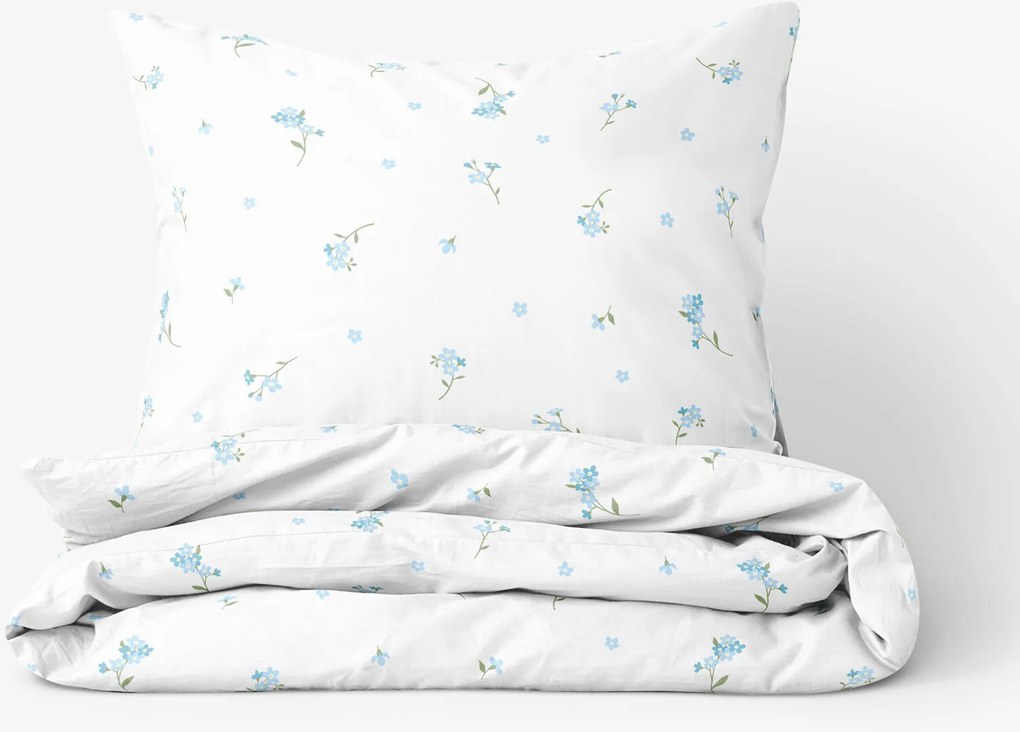 Goldea bavlnené posteľné obliečky - nezábudky 200 x 200 a 2ks 70 x 90 cm