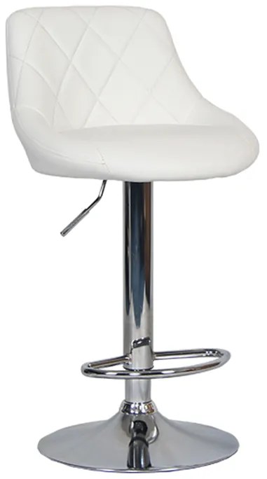 Barová stolička MARID — biela ekokoža/chróm