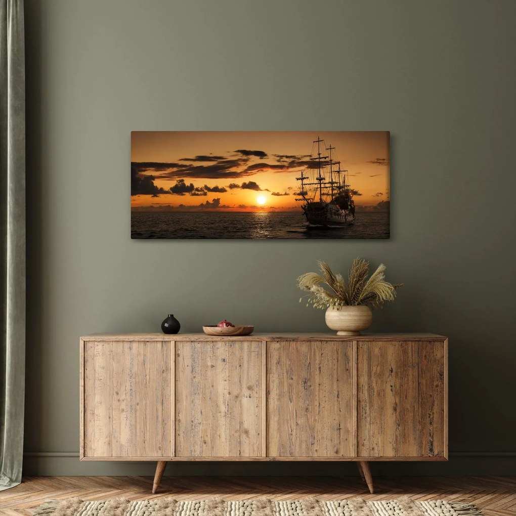 Obraz - Pirátska loď (120x50 cm)