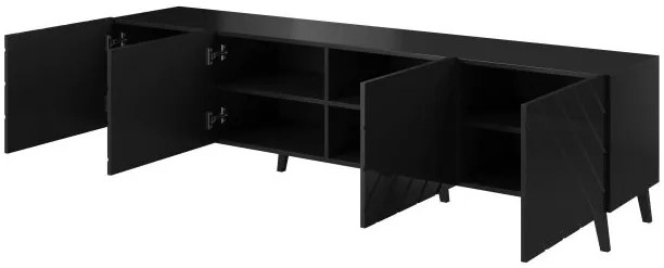 Televízny stolík Cama ABETO 200 čierny mat/čierny lesk