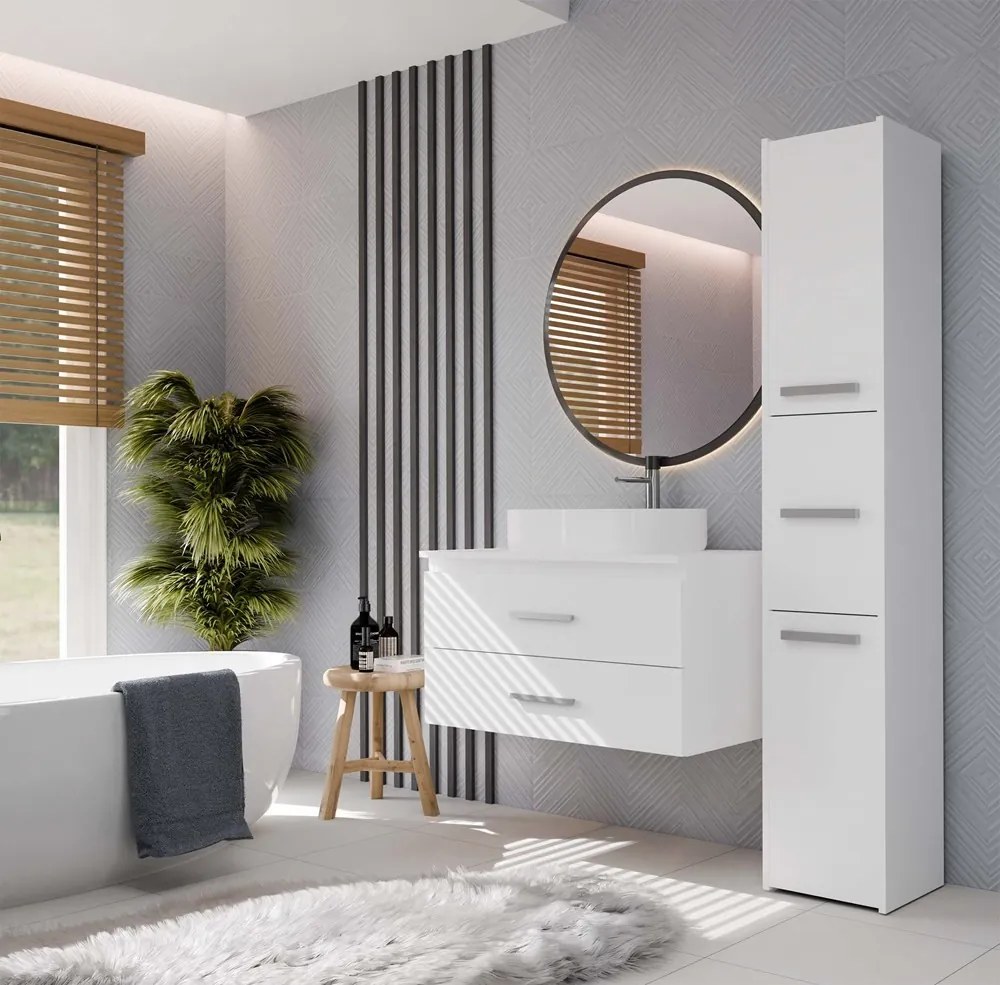 Závěsná skříňka s deskou a umyvadlem Nel 2S 80 cm bílá