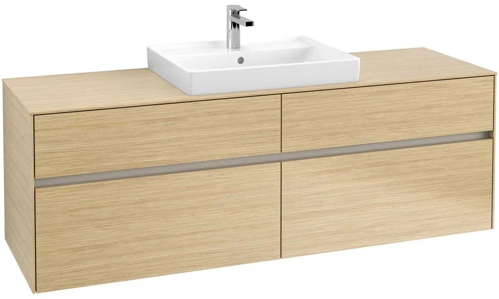 VILLEROY &amp; BOCH Collaro závesná skrinka pod umývadlo na dosku (umývadlo v strede), 4 zásuvky, 1600 x 500 x 548 mm, Nordic Oak, C02500VJ