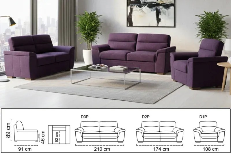 Sedacia zostava ROSSO II 3+1+1, tm. modrá (enjoy new lux - 57 pacific)