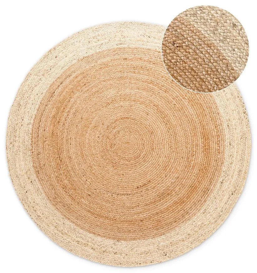 Obojstranný/ručne tkaný jutový okrúhly koberec v prírodnej farbe ø 100 cm Jutta Gold – Hanse Home