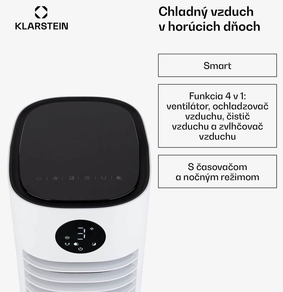 Klarstein Skytower Grand Smart, ochladzovač vzduchu, 80 W, 480 m³/h, 8 l, mobilný