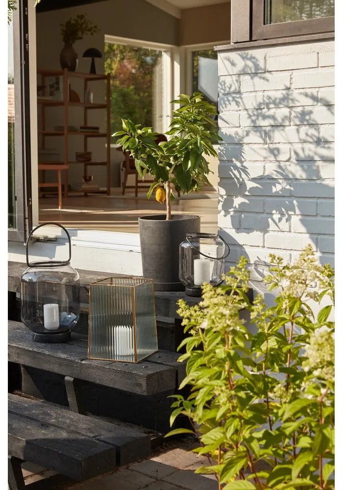 Súprava 2 čiernych kvetináčov Hübsch Hureno Picco