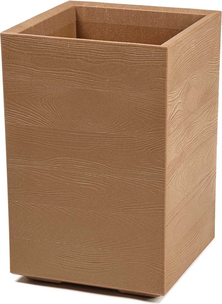 PLASTOVÝ KVETINÁČ NA KOLIESKACH BETONIQUE ECO 60X40X40 CM DREVENÝ DEKOR HNEDÁ