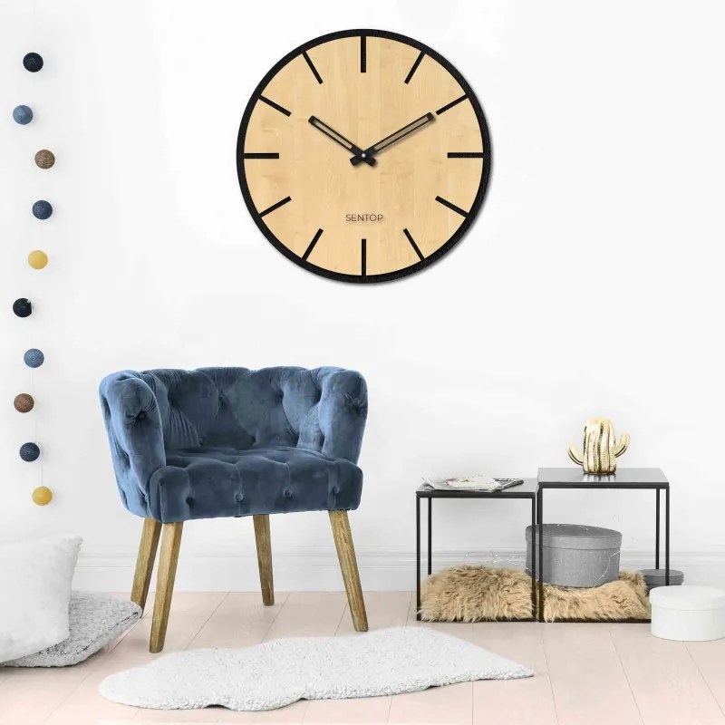 Drevené nástenné hodiny z HDF - Čierne, biele alebo javor | SENTOP HDFK026-javor