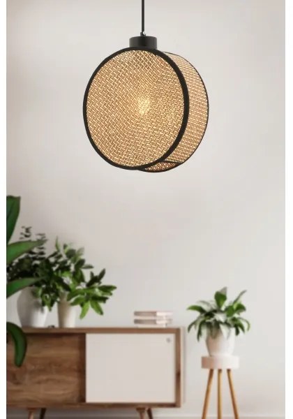 Luster na lanku DRUM 1xE27/60W/230V hnedá/čierna