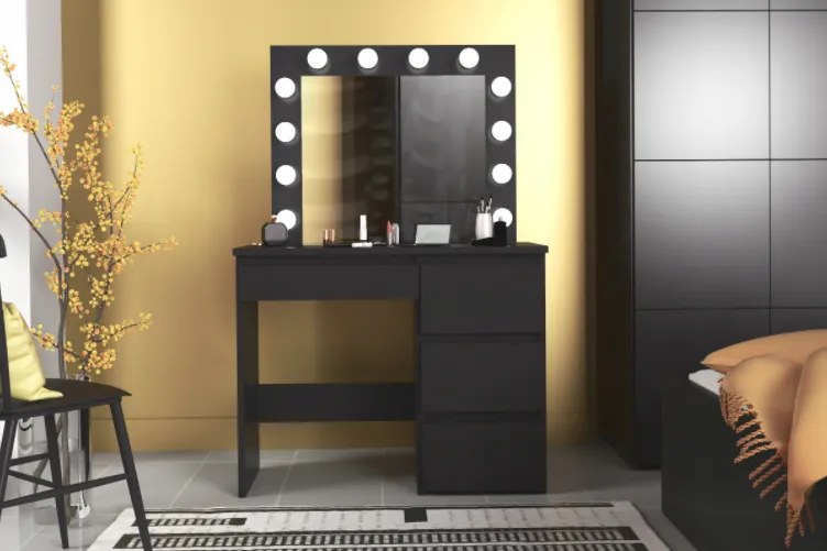Bestent Toaletný stolík s LED zrkadlom Cleopatra Black