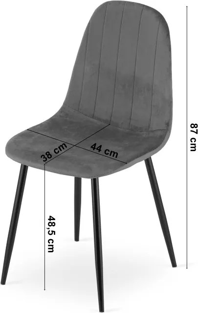 Set troch jedálenských stoličiek PADVA zamatové béžové / hnedé nohy (3 ks)