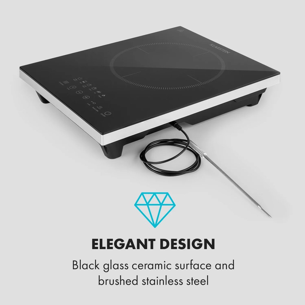 Klarstein Cook n Roll, indukčná varná doska, 2000 W, 3h časovač, 10 úrovní výkonu, čierna