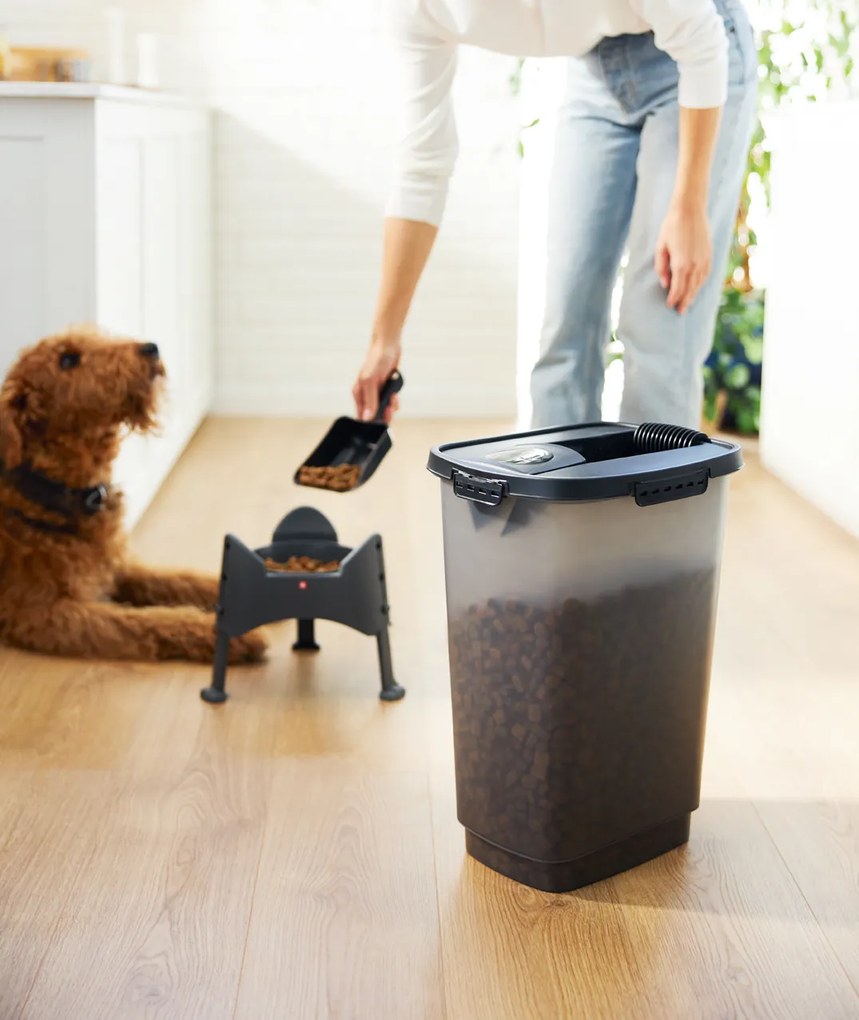 Rotho Výškovo nastaviteľná miska pre psy a mačky, 1l SAMMY - antracit