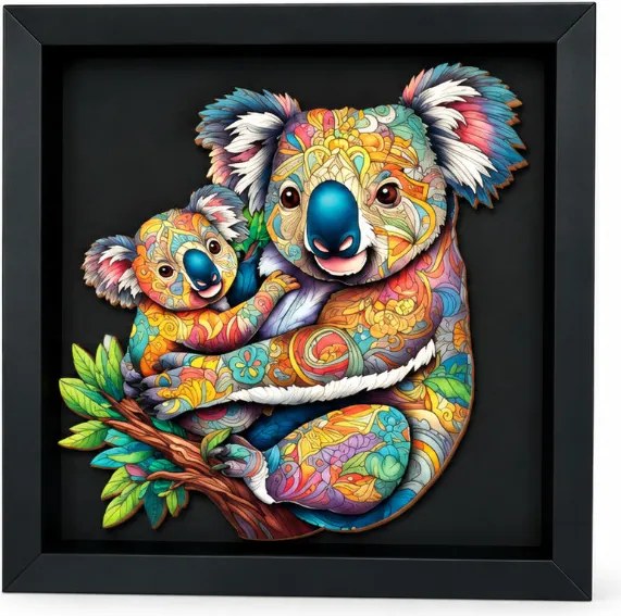 Drevené puzzle Koala s rámikom - 153 dielikov