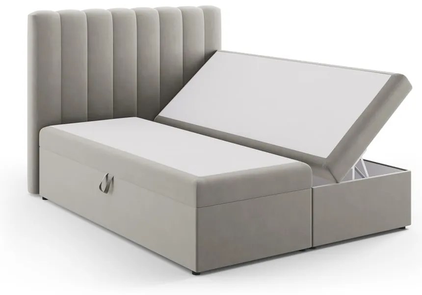 Sivá boxspring posteľ s úložným priestorom 160x200 cm Gina – Milo Casa