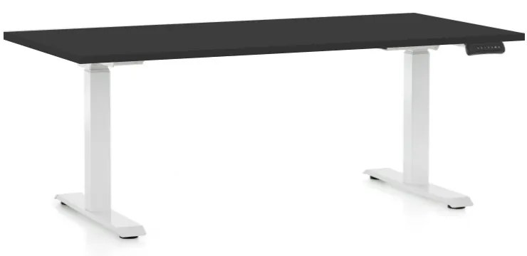 Výškovo nastaviteľný stôl OfficeTech C, 160 x 80 cm, biela podnož, čierna