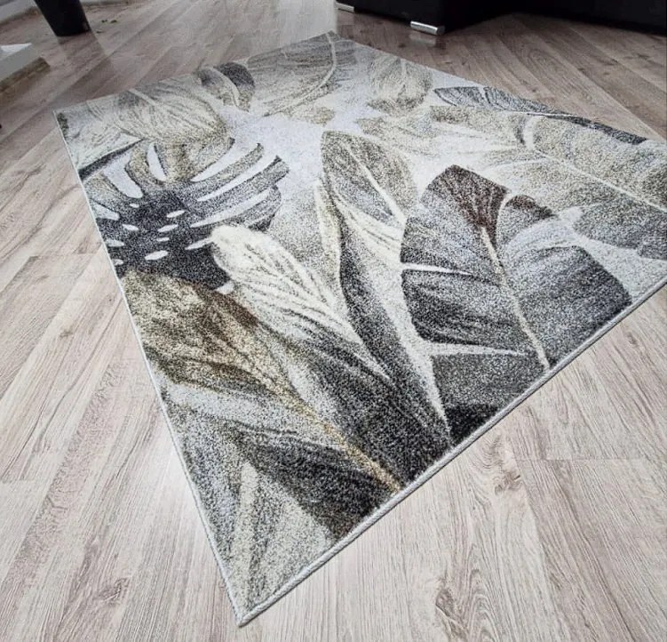 HU Béžovo-sivý koberec Villa 869 s listovým vzorom Rozmer: 160x220 cm