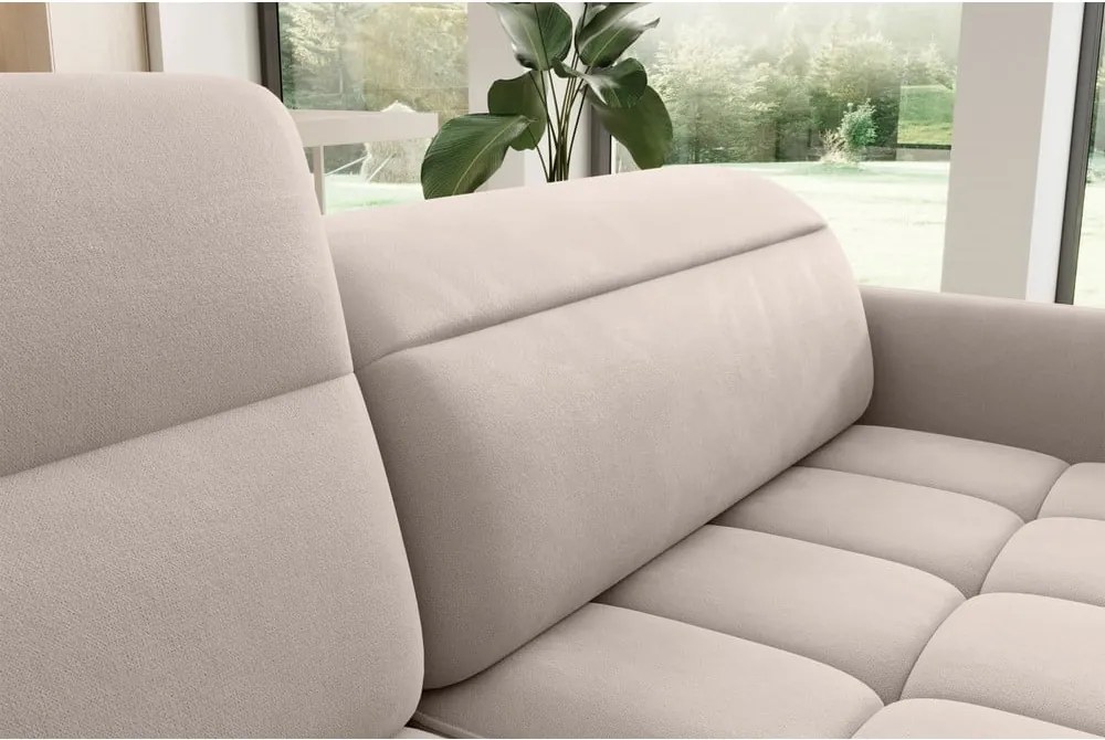 Svetlohnedá zamatová rozkladacia/s úložným priestorom rohová pohovka (ľavý roh/do L) Barea – ELTAP