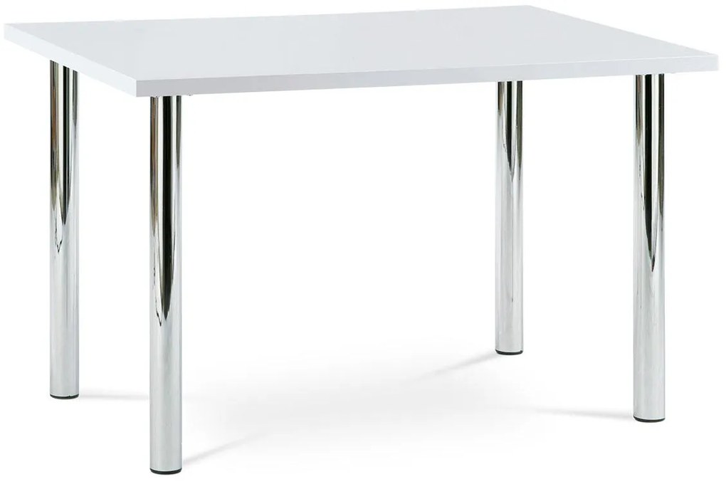 Autronic -  Autronic Jedálenský stôl AT-1914B WT, 120x75cm, vysoký lesk biely, chróm