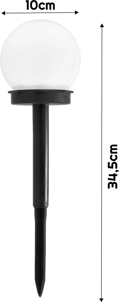 SADA 4 solárnych záhradných lámp, LED, BIELA, 10 cm, vodotesná, IP44