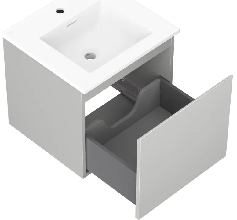 Mexen Orio, kúpeľňová skrinka 50 cm s umývadlom Otis, 1 zásuvka, šedá matná/biela matná, 91A10-05047-1-BF62-W18M01