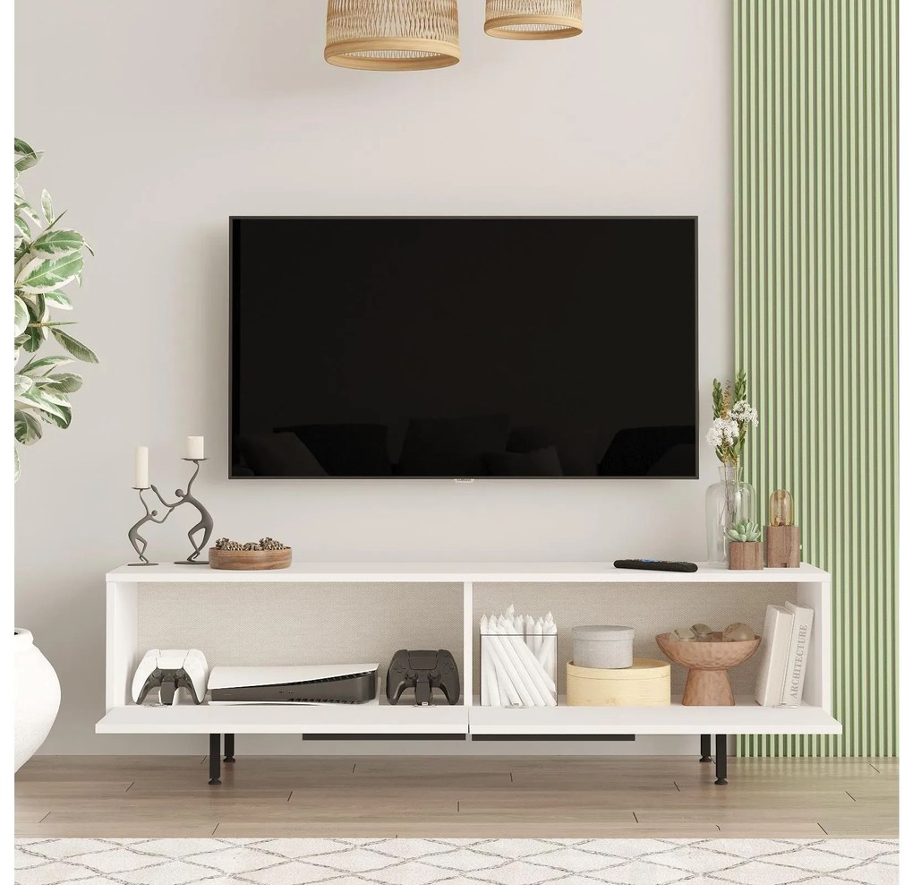 TV stolík/skrinka Nimelo 7 (biela). Akcia -18%. Vlastná spoľahlivá doprava až k Vám domov. 1095479