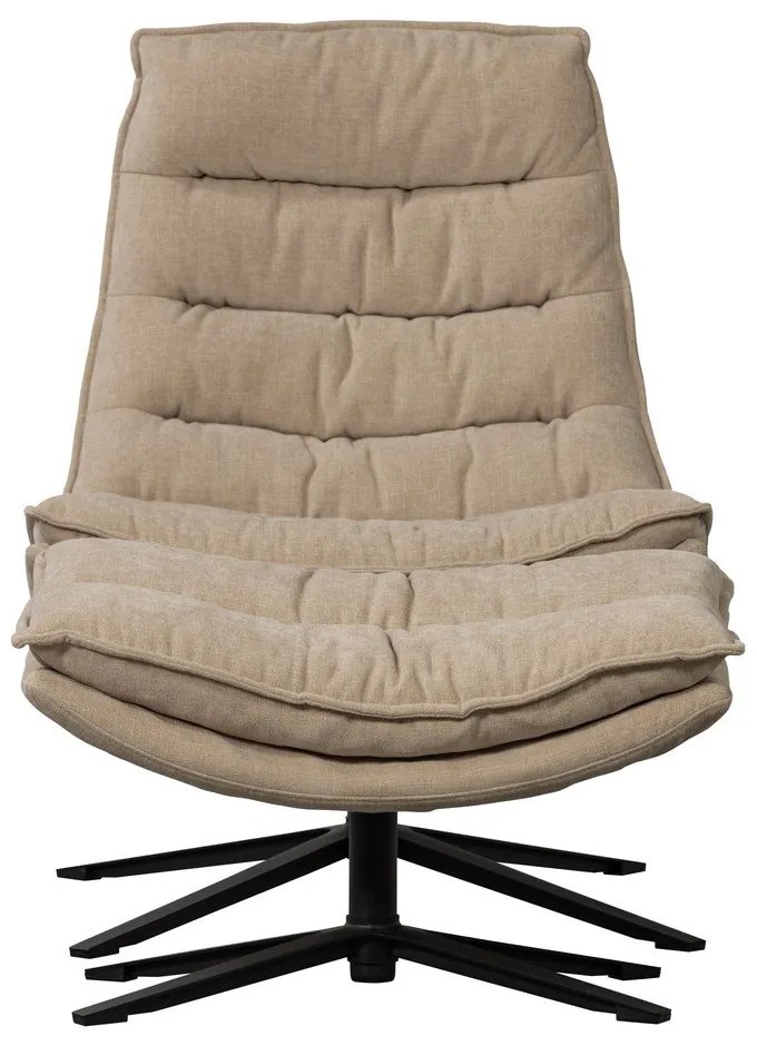 Otočné ženilkové kreslo s podnožkou v prírodnej farbe Kube – WOOOD