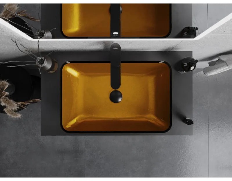 Mexen Megan, sklenené umývadlo na dosku, 56 x 36 cm, zlatá, 24135650