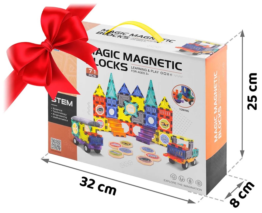 Vzdelávacie stavebné magnetické bloky 71 ks RK-782 Ricokids