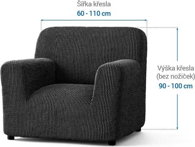 Bielastické poťahy COSTINA antracit kreslo (š. 60 - 110 cm)